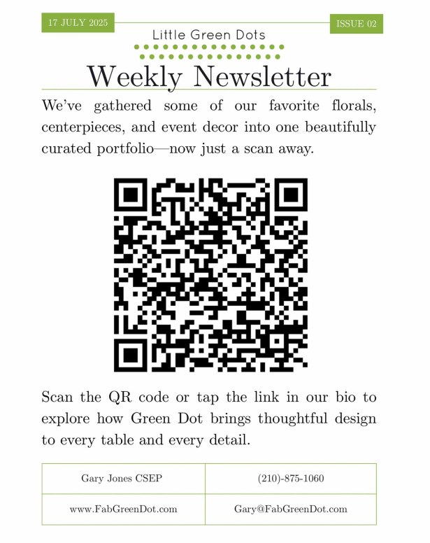 Scan the QR Code for a brochure with some of out favorite florals, centerpieces, and event decor.
