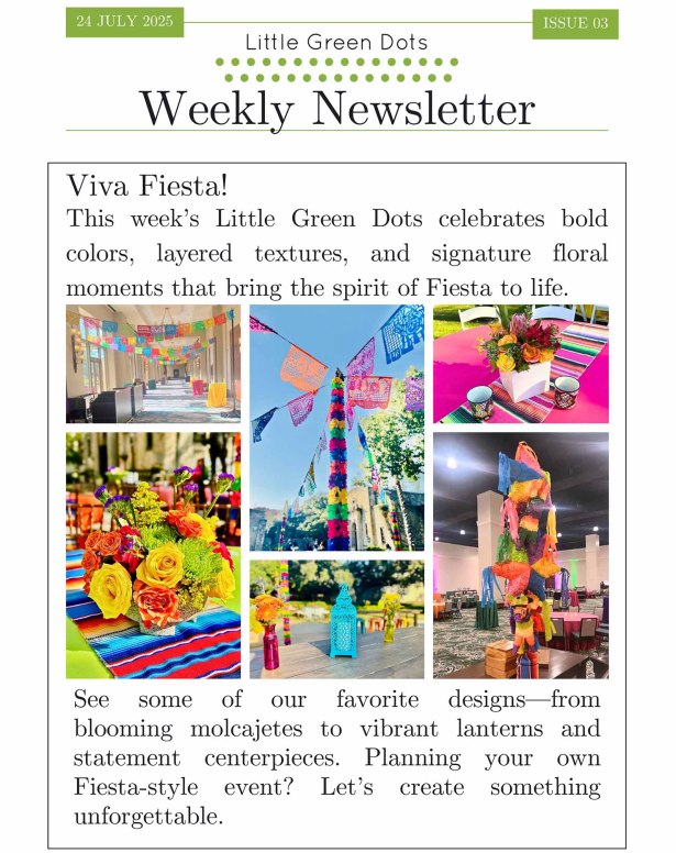 Viva Fiesta! Celebrating the bold colors, layered textures, and signature floral moments that bring the spirit of Fiesta to life.