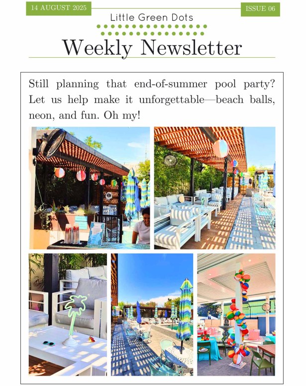 Planning that summer pool party? Let us help make it unforgettable with beachballs, neon, and fun. Oh my!