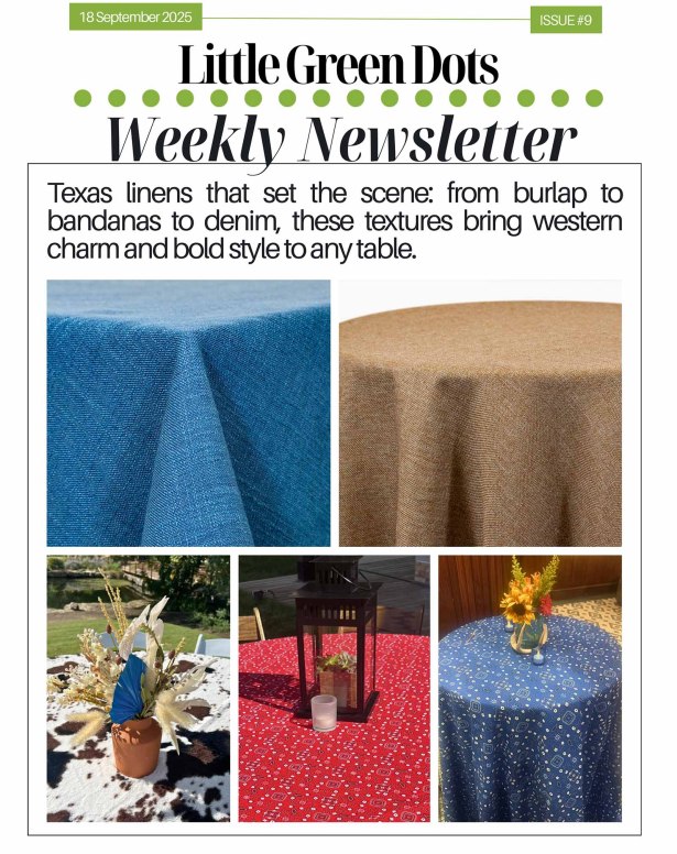 Texas linens that set the scene. From burlap to bandanas to denim, these textures bring western charm and bold style to any table.