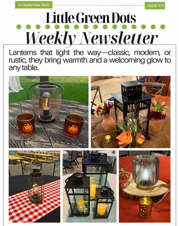 Lanterns that light the way. Classic, modern, or rustic, they bring wamrth and a welcoming glow to any table.