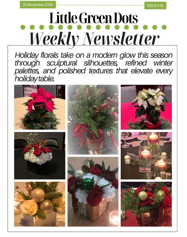 Holiday florals take on a modern glow this season through sculptural silhouettes, refined winter palettes, and polished textures that elevate every holiday table.