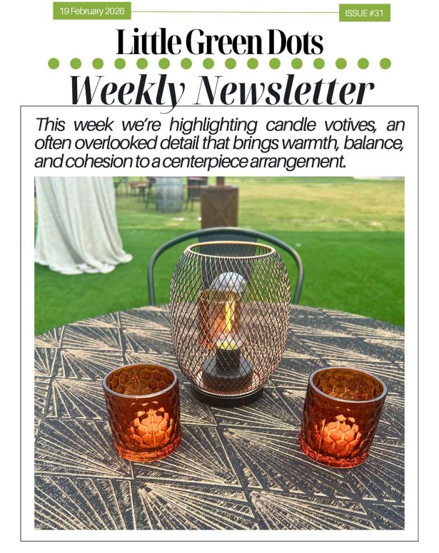 This week we're highlighting candle votives, an often overlooked detail that brings warmth, balance, and cohesion to a centerpiece arrangement.