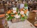 Peach event centerpiece and decor