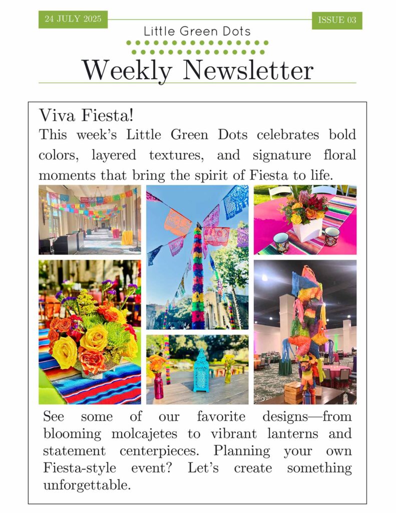 Viva Fiesta! Celebrating the bold colors, layered textures, and signature floral moments that bring the spirit of Fiesta to life.