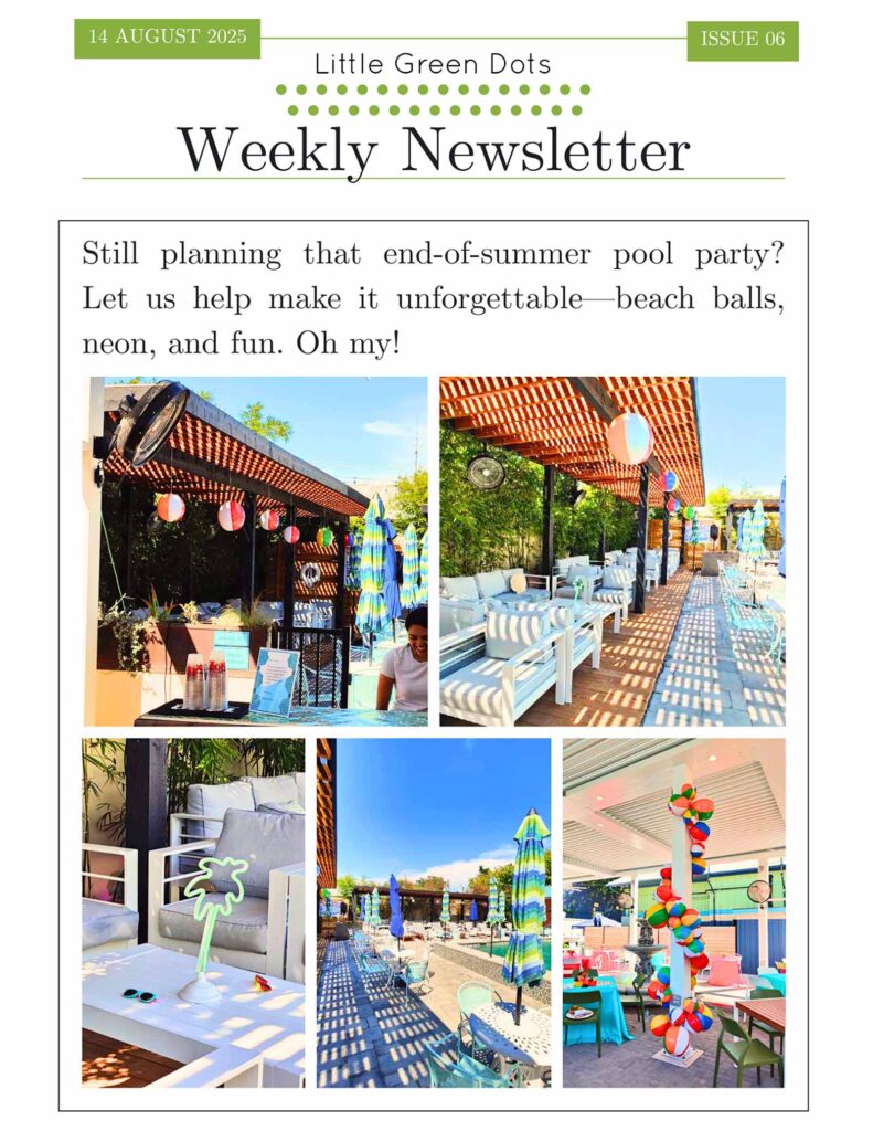 Planning that summer pool party? Let us help make it unforgettable with beachballs, neon, and fun. Oh my!