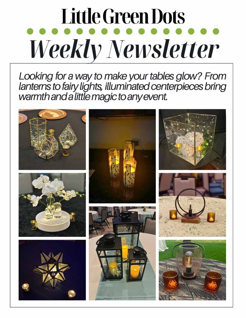 Looking for a way to make your tables glow? From lanterns to fairy lights, illuminated centerpieces bring warmth and a little magic to any event.