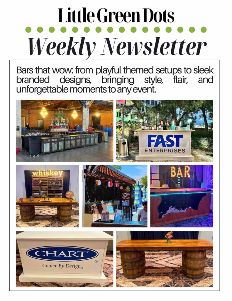 Bars that wow, from playful themed setups to sleek branded designs, bringing style, flair, and unforgettable moments to any event.