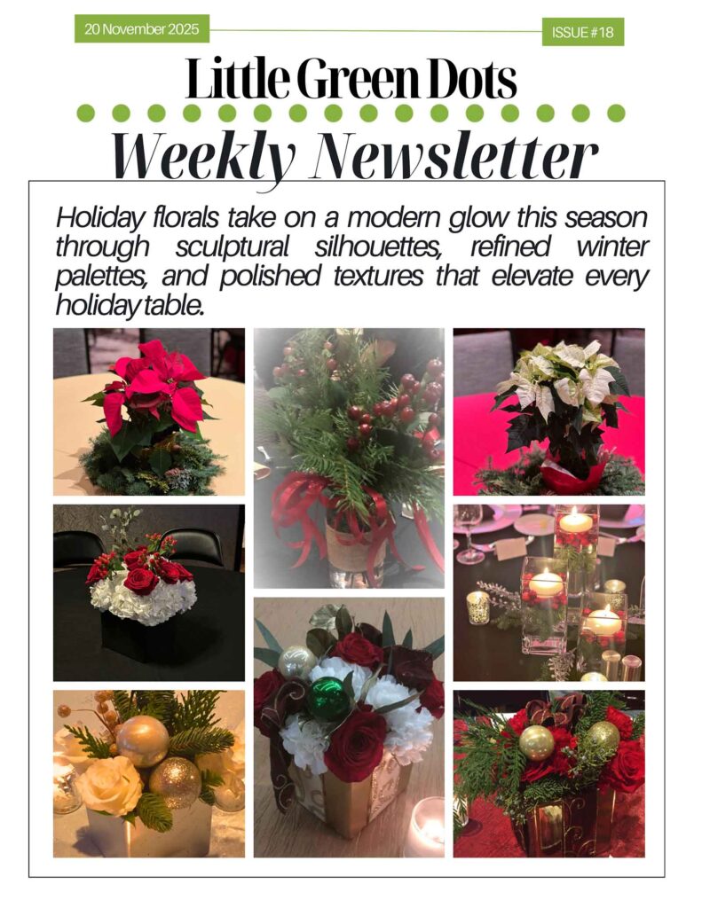 Holiday florals take on a modern glow this season through sculptural silhouettes, refined winter palettes, and polished textures that elevate every holiday table.